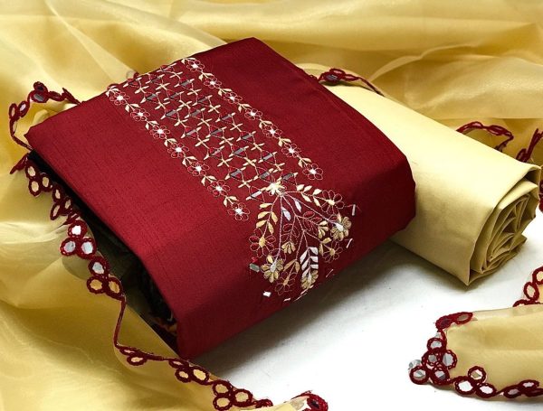 SOUTH SILK MIRROR WORK DRESS MATERIAL Punjabi Dress Materials Wholesale