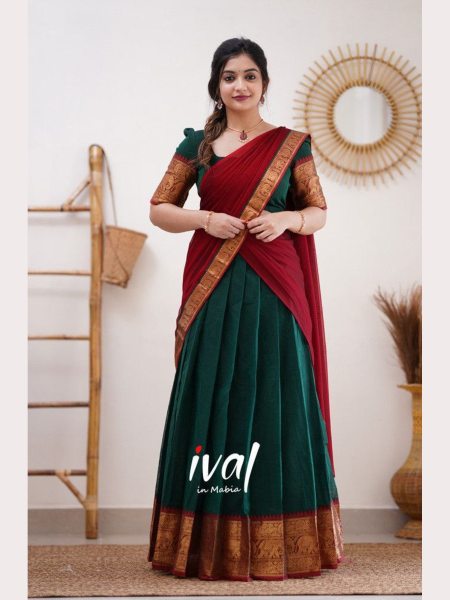 South Super Hit Kanjiveram Silk Pure Zari Half Saree  Half Saree Lehenga