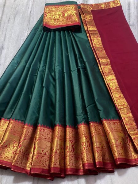 South Super Hit Kanjiveram Silk Pure Zari Half Saree  Half Saree Lehenga