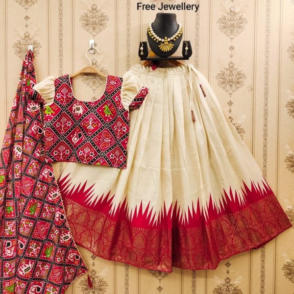 Special kids Collection  Zari Foil-Work Stitched Lahenga Choli with Dupatta  Girls Wear
