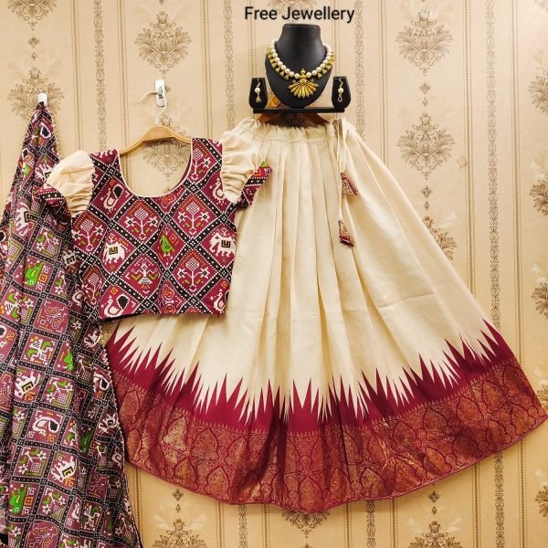Special kids Collection  Zari Foil-Work Stitched Lahenga Choli with Dupatta  Girls Wear