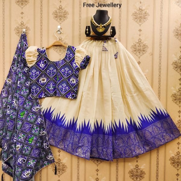 Special kids Collection  Zari Foil-Work Stitched Lahenga Choli with Dupatta  Girls Wear