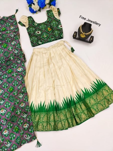 Special kids Collection  Zari Foil-Work Stitched Lahenga Choli with Dupatta  Girls Wear