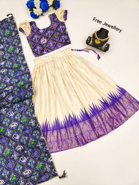 Special kids Collection  Zari Foil-Work Stitched Lahenga Choli with Dupatta  Girls Wear