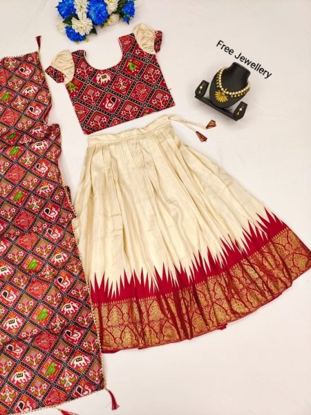 Special kids Collection  Zari Foil-Work Stitched Lahenga Choli with Dupatta  Girls Wear