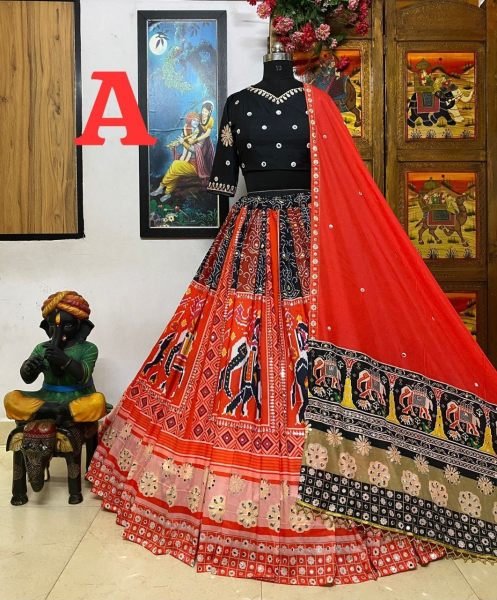 Special Navratri Muslin Cotton Lehenga Choli With Mirror Work Navratri Lehnega Choli