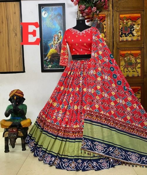 Special Navratri Muslin Cotton Lehenga Choli With Mirror Work Navratri Lehnega Choli