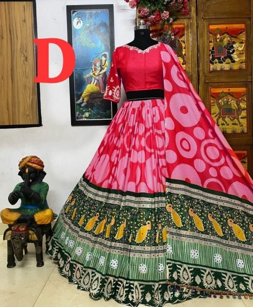 Special Navratri Muslin Cotton Lehenga Choli With Mirror Work Navratri Lehnega Choli