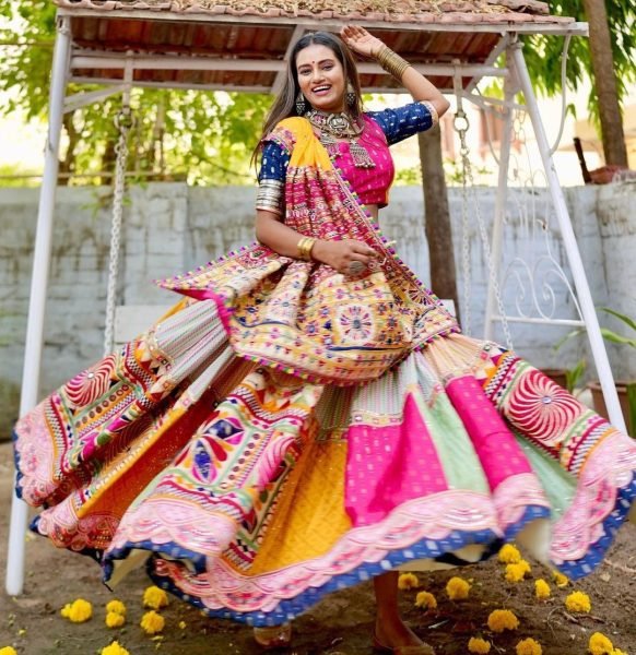 Special Navratri Muslin Cotton Printed Lehenga Choli With Mirror Work Navratri Lehnega Choli