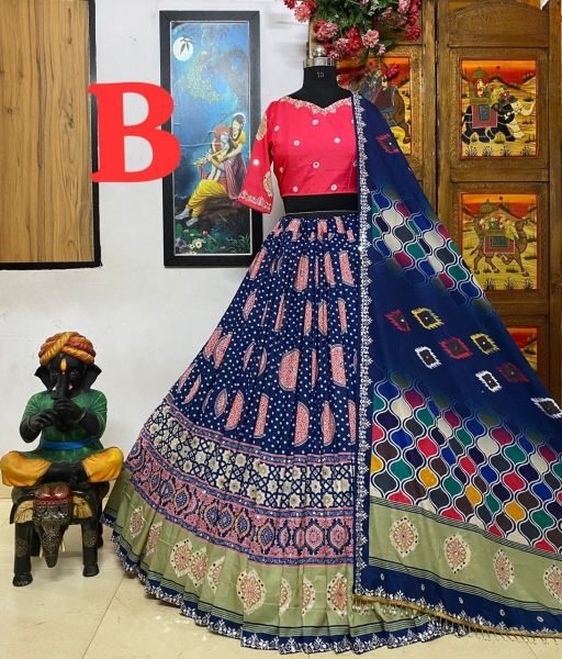 Special Navratri Muslin Cotton Lehenga Choli With Mirror Work Navratri Lehnega Choli