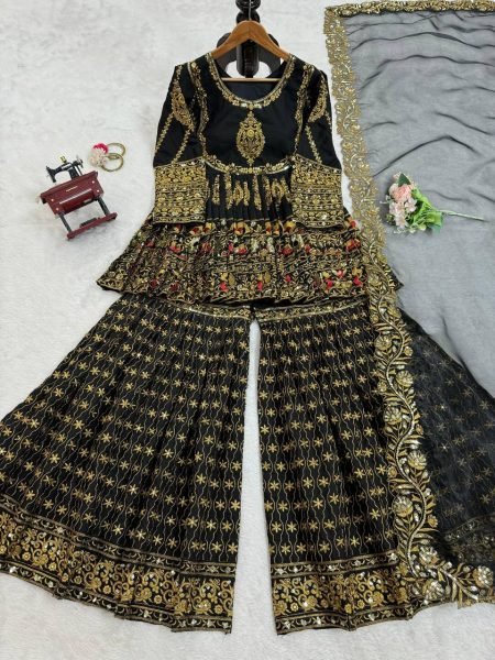  party Wear Special Faux  Gorgette Sharara set Ready To Wear Collection