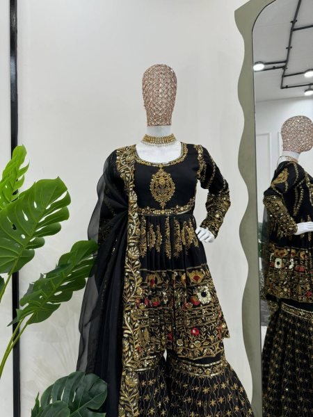  party Wear Special Faux  Gorgette Sharara set Ready To Wear Collection