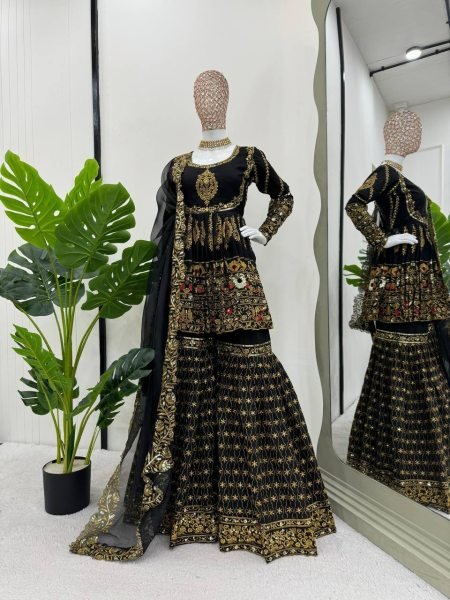  party Wear Special Faux  Gorgette Sharara set Ready To Wear Collection