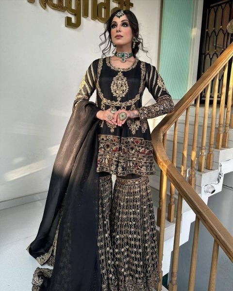  party Wear Special Faux  Gorgette Sharara set Ready To Wear Collection