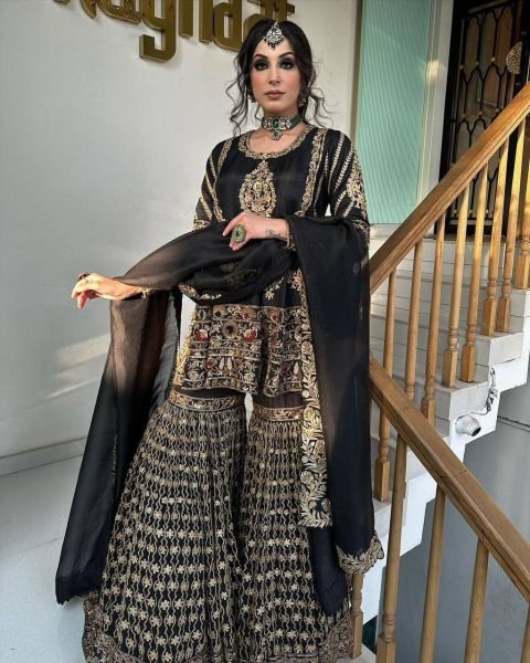  party Wear Special Faux  Gorgette Sharara set Ready To Wear Collection