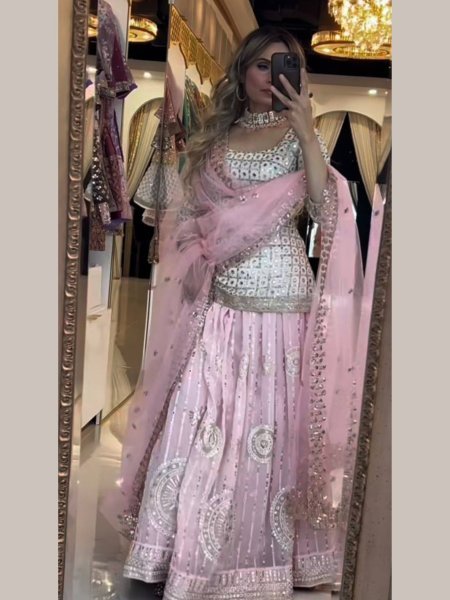 Starlight Georgette Lehenga with Sequin Embroidery &  Net Dupatta Party Ready Style Ready To Wear Collection