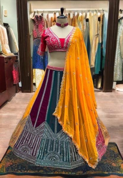 Stunning Choice for Weddings Royal Multicolor Georgette Lehenga Choli Single Available  Designer Lehenga Choli