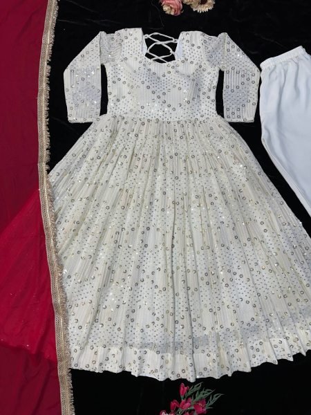  Stunning Fox Georgette Gown with Stunning Embroidery | Occasion  Wear Dress Georgette Kurti 
