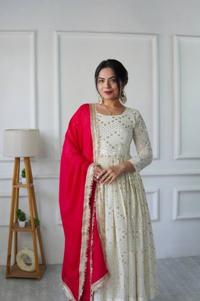  Stunning Fox Georgette Gown with Stunning Embroidery | Occasion  Wear Dress Georgette Kurti 