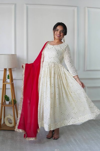  Stunning Fox Georgette Gown with Stunning Embroidery | Occasion  Wear Dress Georgette Kurti 
