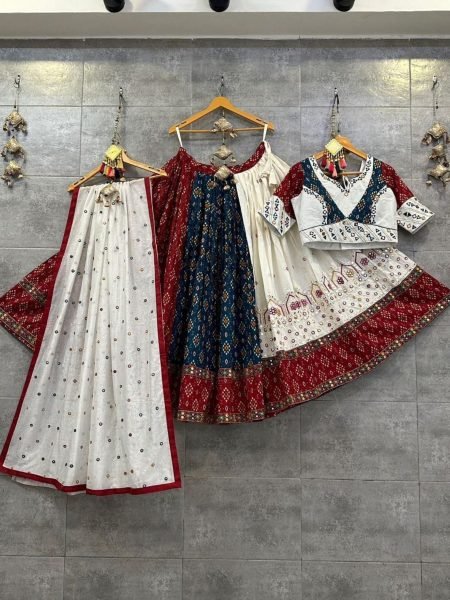 Stunning Navratri Looks Digital Print Lehenga Choli with with Real Mirror Work Affordable Wholesale Prices 