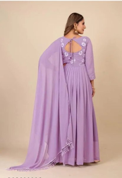 Stunning Purple Color Faux Georgette Anarkali Gown Anarakali Gown Wholesale