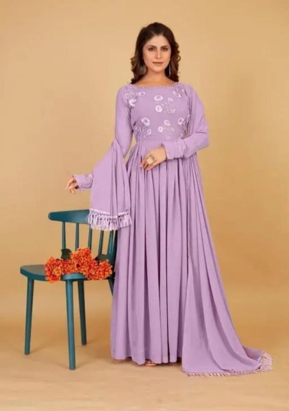 Stunning Purple Color Faux Georgette Anarkali Gown Anarakali Gown Wholesale