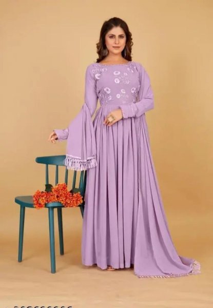 Stunning Purple Color Faux Georgette Anarkali Gown Anarakali Gown Wholesale