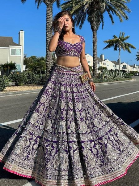 Stunning  Purple Designer Lehenga Choli Set with Thread   Sequence Work  Lehenga