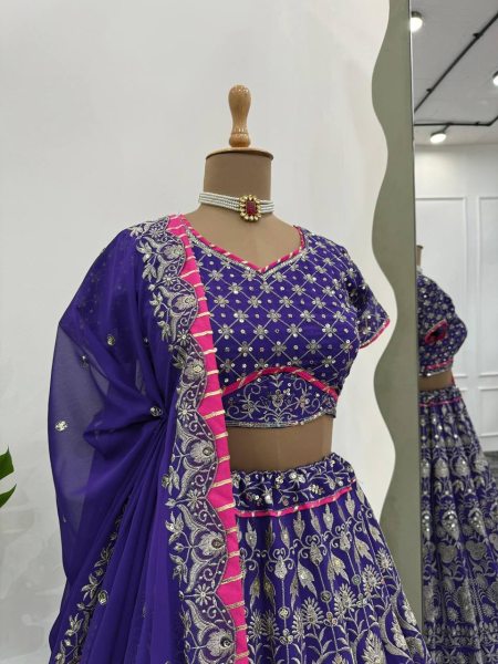 Stunning  Purple Designer Lehenga Choli Set with Thread   Sequence Work Designer Lehenga Choli