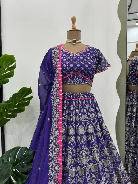 Stunning  Purple Designer Lehenga Choli Set with Thread   Sequence Work Designer Lehenga Choli