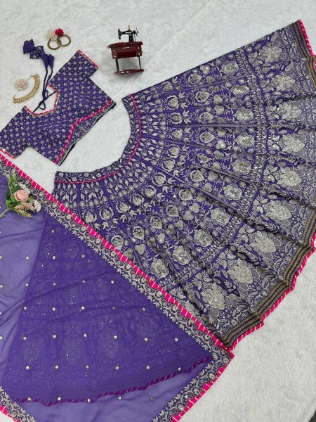 Stunning  Purple Designer Lehenga Choli Set with Thread   Sequence Work Designer Lehenga Choli