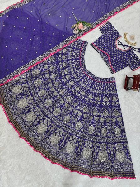 Stunning  Purple Designer Lehenga Choli Set with Thread   Sequence Work Designer Lehenga Choli