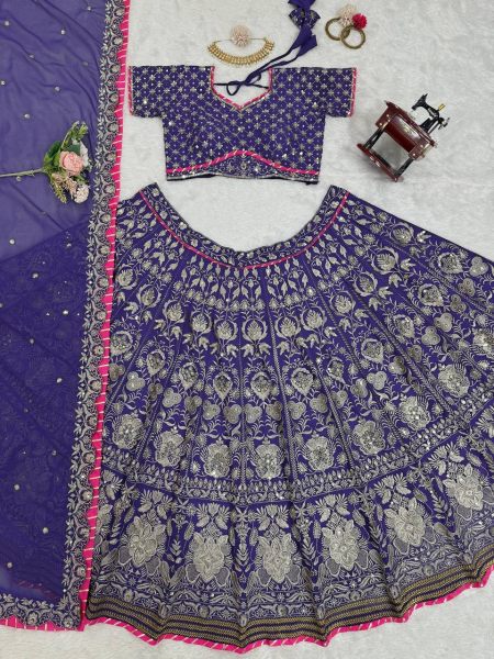 Stunning  Purple Designer Lehenga Choli Set with Thread   Sequence Work Designer Lehenga Choli