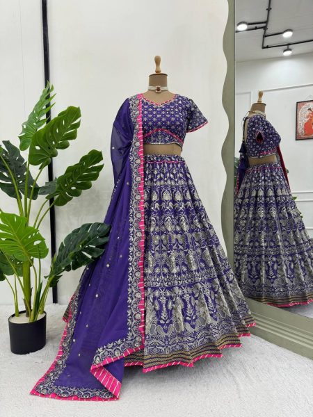 Stunning  Purple Designer Lehenga Choli Set with Thread   Sequence Work Designer Lehenga Choli