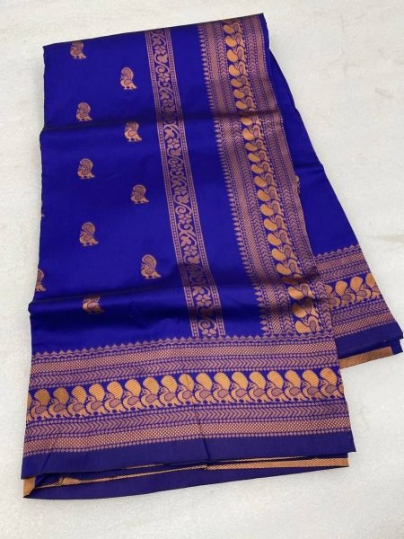  STUNNING ROYAL BLUE COLOUR PURE SEMI SILK SAREE Banarasi Saree Wholesale