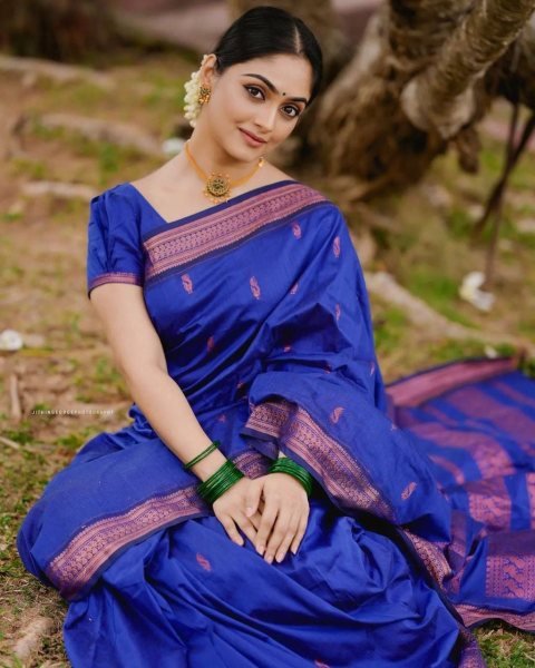  STUNNING ROYAL BLUE COLOUR PURE SEMI SILK SAREE Banarasi Saree Wholesale