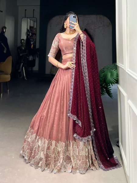 Stunning Silver Glossy Lehenga Choli Wedding 2025 Designer Collection 