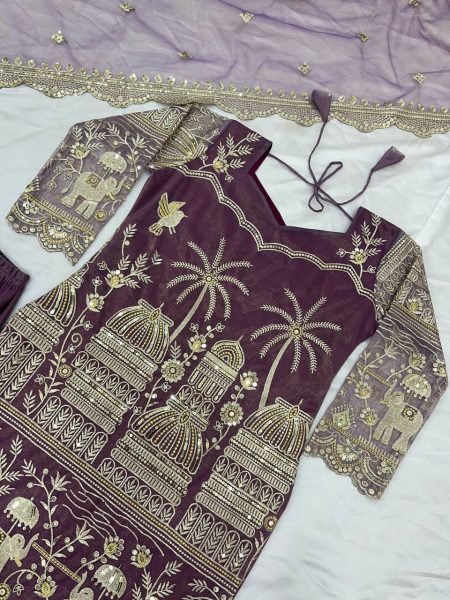 Stylish Anarkali Kurti Sharara Set Super Net Embroidery with Micro Cotton Inner Ready To Wear Collection