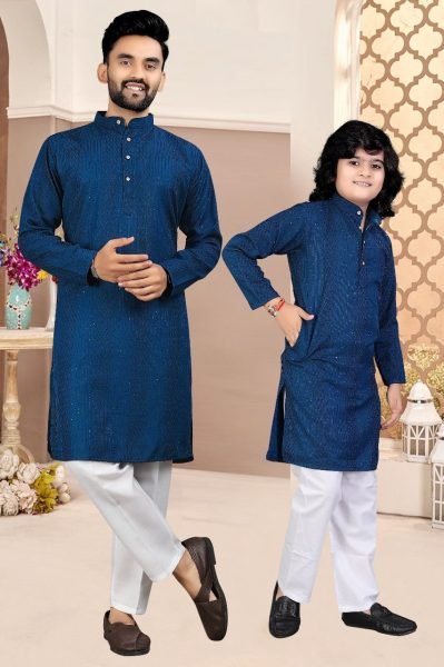 Stylish Black Sequence Kurta Pajama Set Father Son Matching Outfits for Diwali 2025 Father Son Collection 