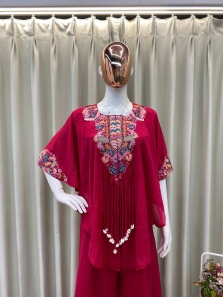 Designer Chinon Palazzo Dress Indo Western Style  Ready To Wear Collection
