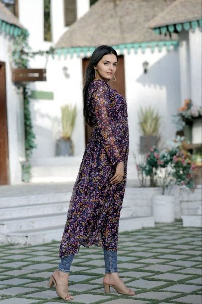 Stylish Butti With Floral Digital Printed Kurti Printed Kurtis