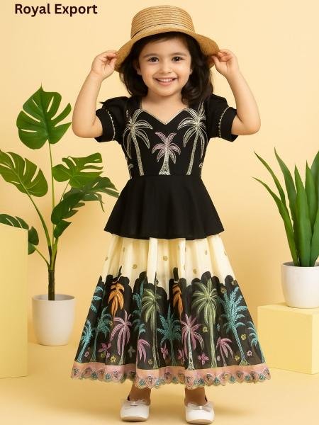 Stylish Chinon Silk Lehenga Choli for Girls with Cutwork Border Kurtis
