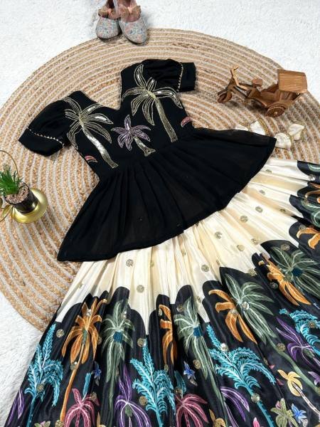 Stylish Chinon Silk Lehenga Choli for Girls with Cutwork Border Girls Wear