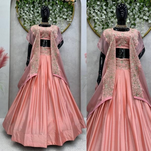 Stylish Chion Sequence Work Lehenga Choli And Shrug  Designer Lehenga Choli