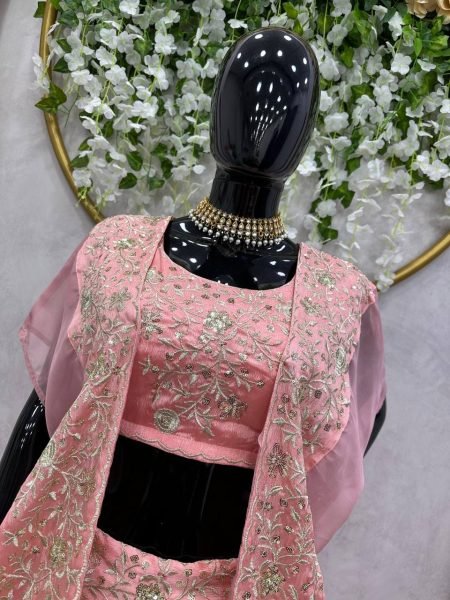 Stylish Chion Sequence Work Lehenga Choli And Shrug  Designer Lehenga Choli