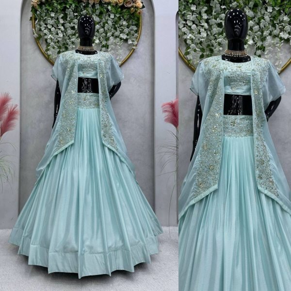 Stylish Chion Sequence Work Lehenga Choli And Shrug  Designer Lehenga Choli
