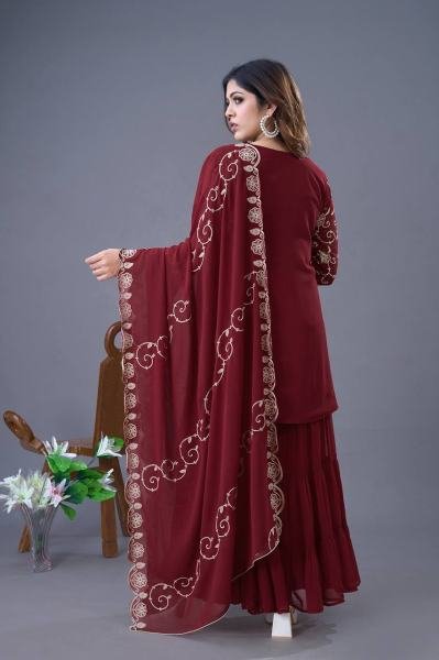 Stylish Festival Wear Embroidery Work Readymade Sharara Suit Ready To Wear Collection