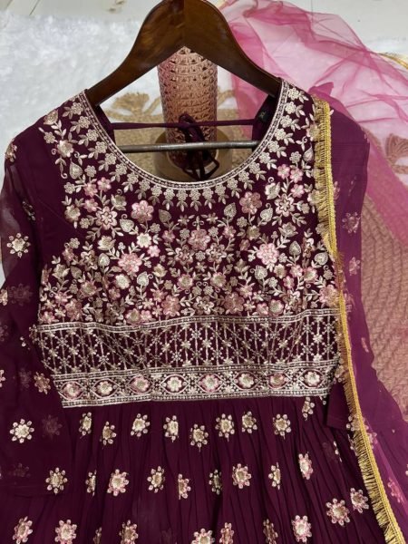 Stylish Fox Georgette Gown with Net Dupatta Premium Party Look for Diwali Anarkali Kurtis 