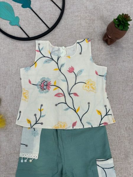 Stylish Khadi Co Ord Set for Girls with Zip Top &  Palazzo Ready to Wear Girls Wear